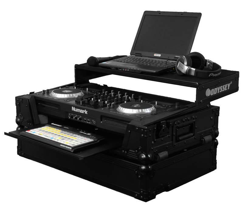 Odyssey DJ Controller Numark Mixdeck Glide Black LED Flightcase (FFXGSMIXDECKBL)