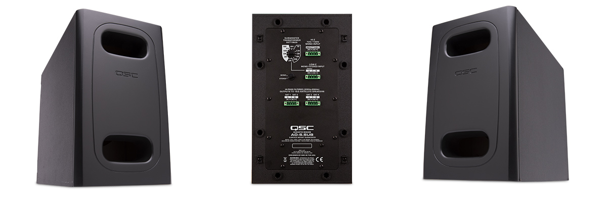QSC AD-S.SUB-BK Subwoofer | 6,5-Zoll-Doppelschwingspule | Wandmontage | SCHWARZ