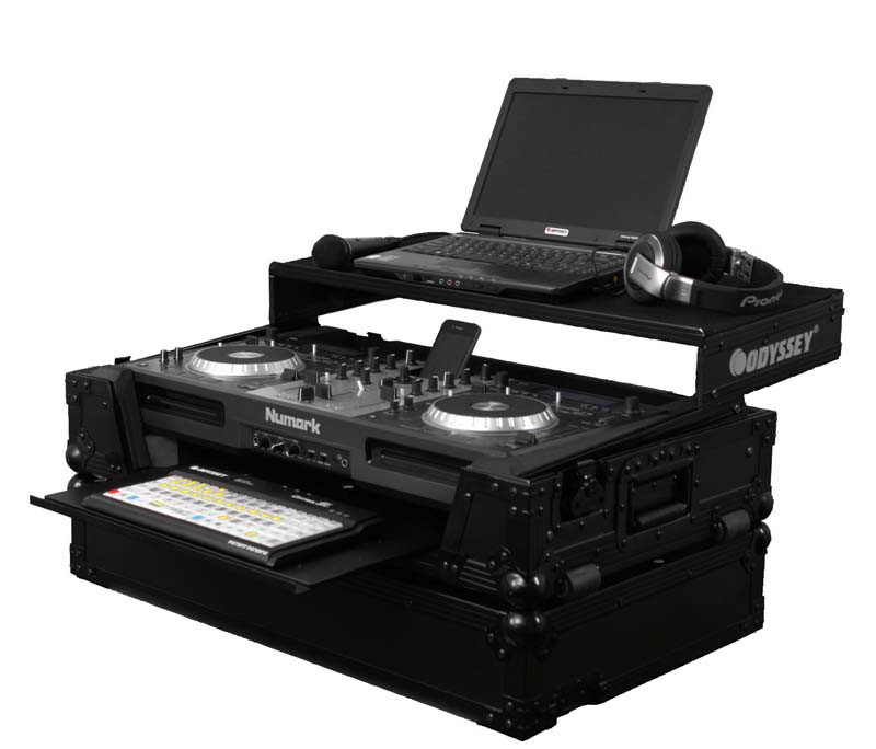 Odyssey DJ Controller Numark Mixdeck Glide Black LED Flightcase (FFXGSMIXDECKBL)